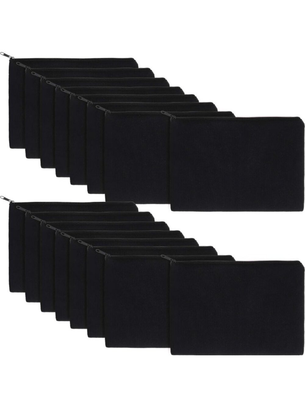 16 Pcs Black Canvas Zipper Pouch Set - Large Pencil Bags for School & Crafting - Picture 1 of 6